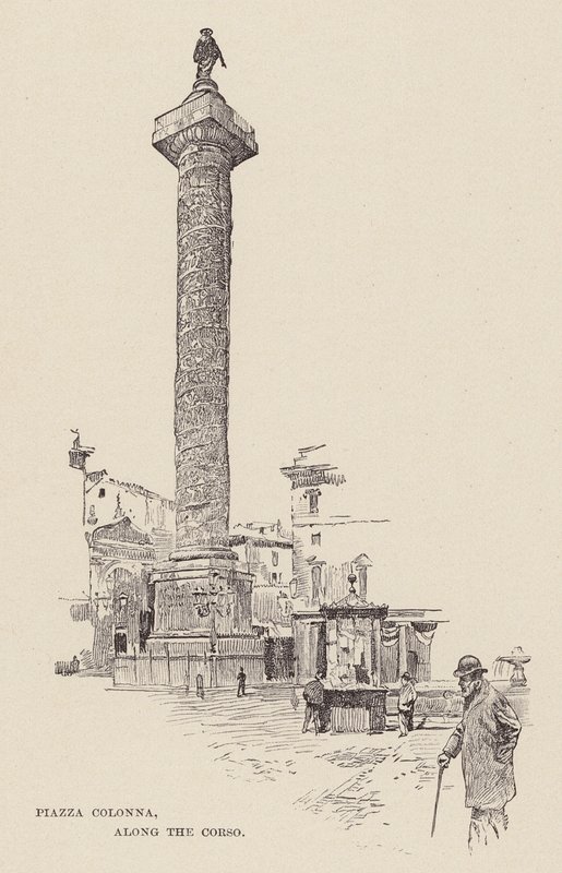 Piazza Colonna, ao longo do Corso (gravura) de Ettore Tito