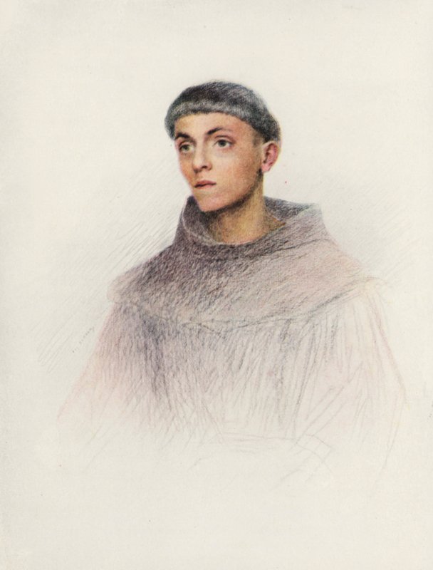 Um jovem frade (litografia a cores) de Eugene (after) Burnand