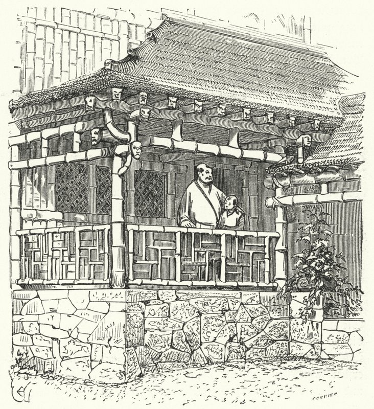 Antiga casa chinesa construída em bambu de Eugene Emmanuel after Viollet le Duc