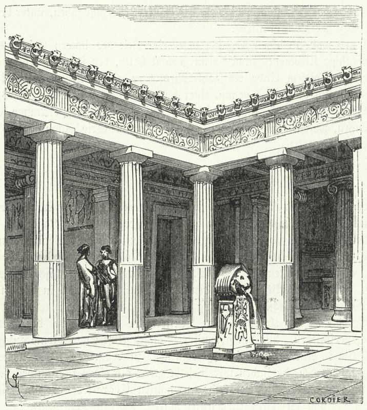 Pátio dórico de uma casa grega antiga de Eugene Emmanuel after Viollet le Duc