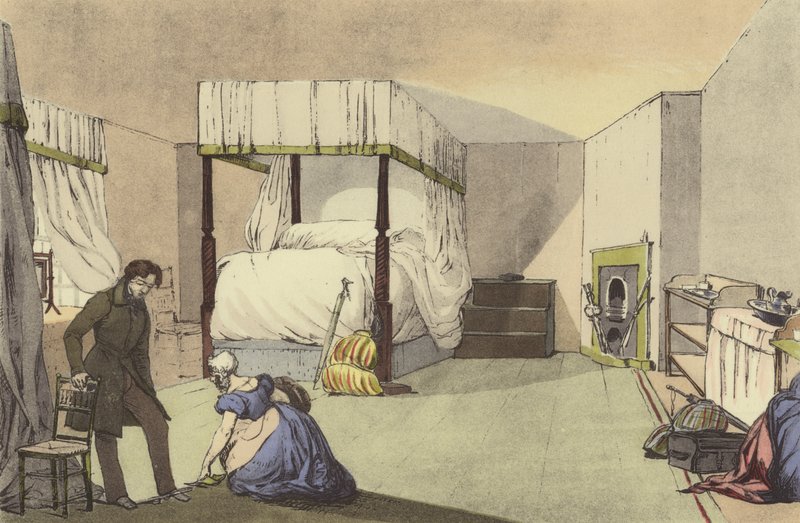 Um quarto de hospedaria de Eugene Louis after Lami