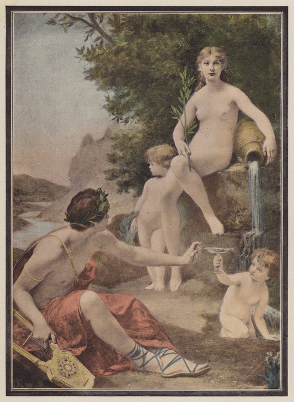 O poeta e a fonte (cor litho) de Eugene Romain Thirion