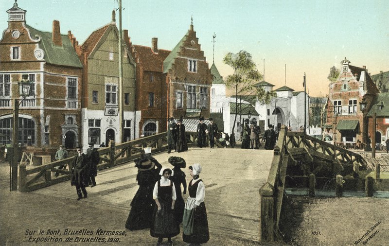 Na ponte, Bruxelas Kermesse, exposição de Bruxelas, 1910 de European Photographer