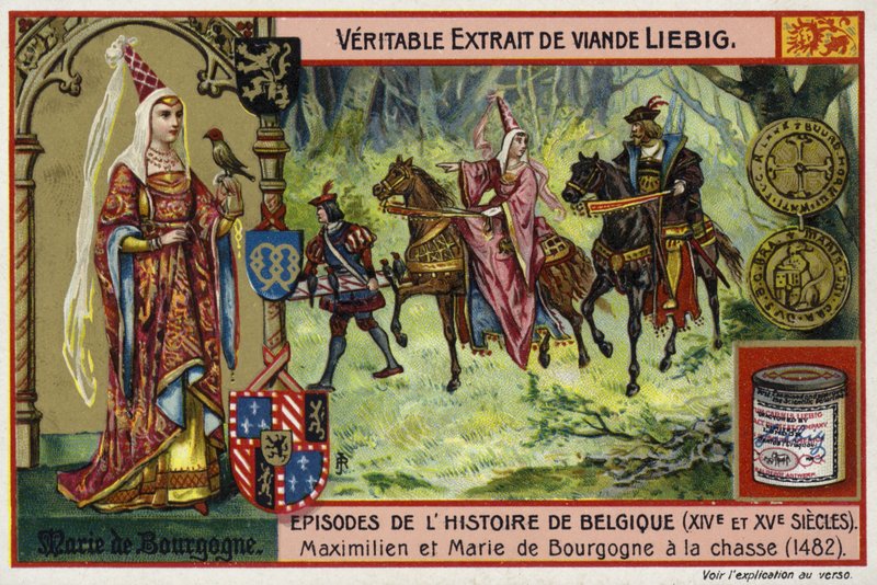 Maria de Borgonha e seu marido, arquiduque Maximiliano da Áustria, caça, 1482 de European School
