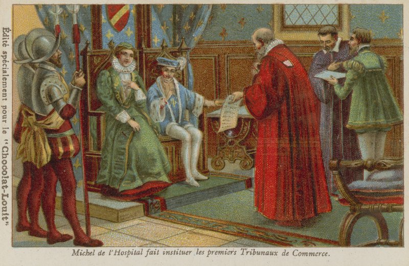 Michel de lHospital estabelece os primeiros tribunais comerciais na França, século XVI de European School