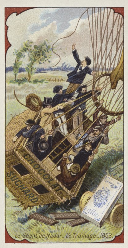 Nadars balão Geant arrastando sua cesta ao longo do chão, 1863 de European School