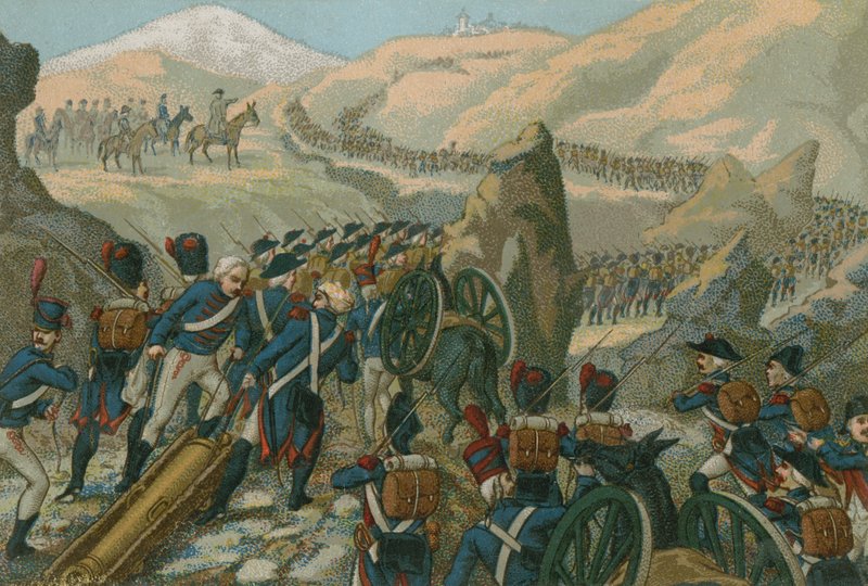 Exército de Napoleão atravessando a Grande Passagem de São Bernardo para a Itália, em maio de 1800 de European School