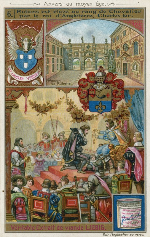 Peter Paul Rubens recebendo um cavaleiro do rei Charles I da Inglaterra, 1630 de European School