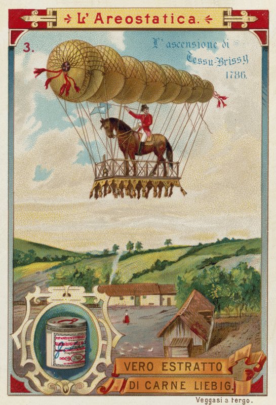 Voo de balão de Pierre Testu-Brissys a cavalo, 1786 de European School