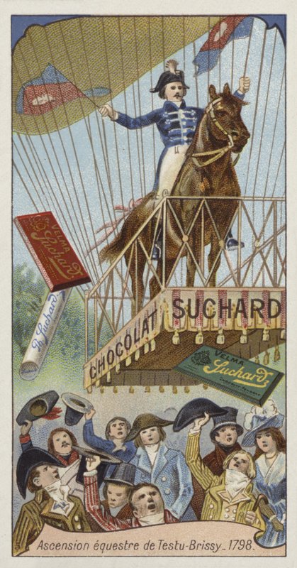 Voo de balão de Pierre Testu-Brissys a cavalo, Paris, 1798 de European School