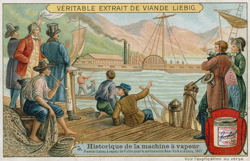 Robert Fultons primeiro barco a vapor para o serviço entre Nova York e Albany, 1807 de European School