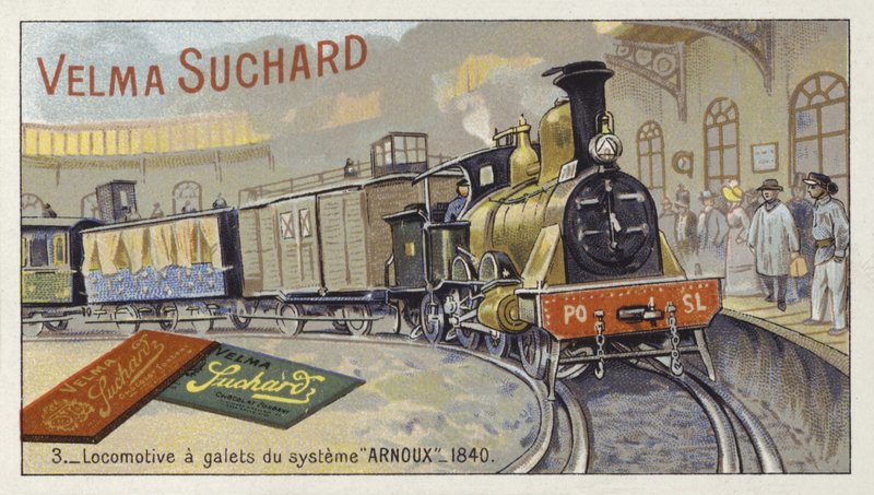 Locomotiva a vapor utilizando o sistema Arnoux, 1840 de European School
