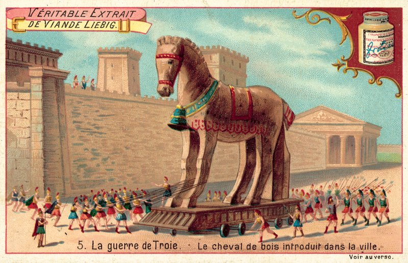 O cavalo de madeira é trazido para dentro das muralhas de Tróia de European School