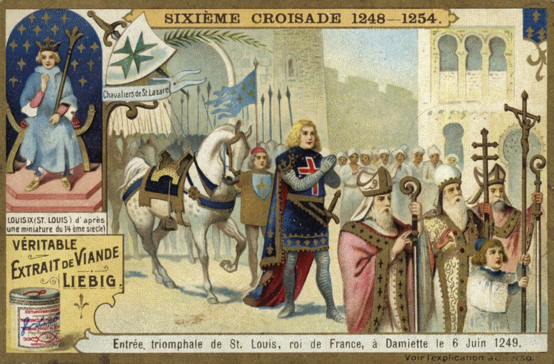 Entrada triunfal de Luís IX em Damietta, Egito, Sétima Cruzada, 6 de junho de 1249 de European School
