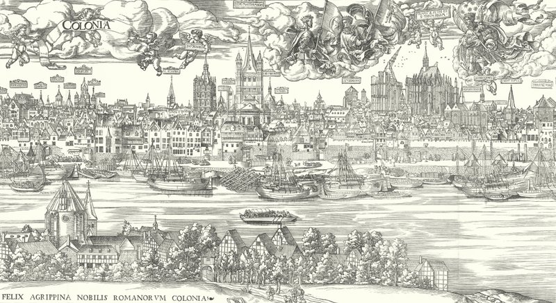 Vista da vida no rio Reno em Colônia, 1531 de European School