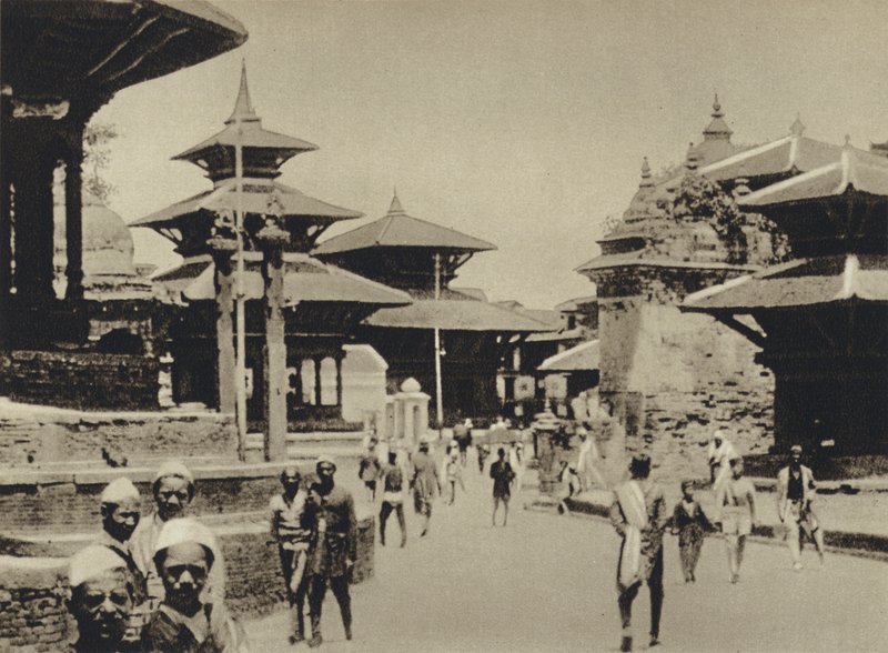 Índia, Temple Street, Katmandu (Fotografia p/b) de European Photographer
