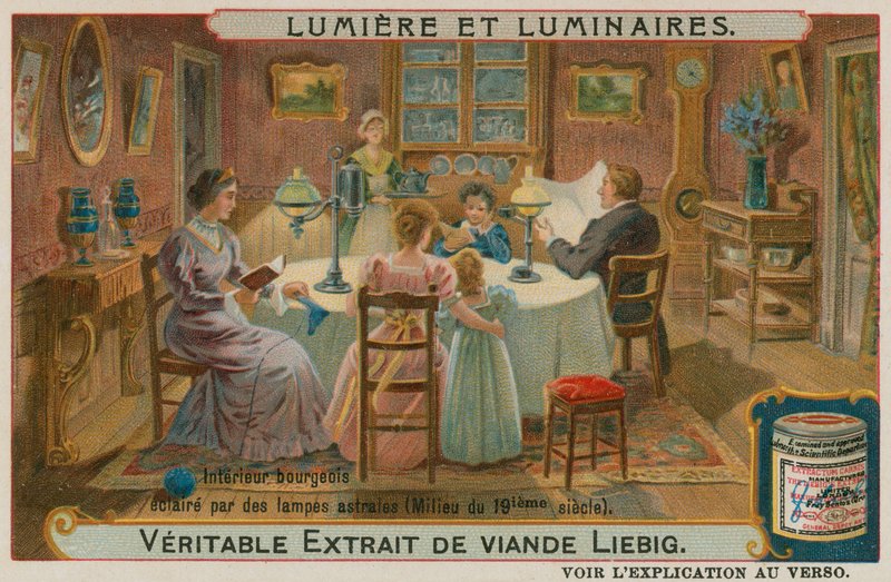 Casa de classe média do século XIX com lâmpadas de gás de European School