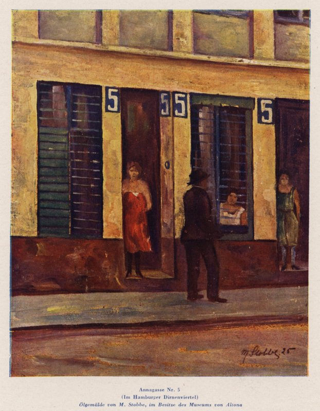 5 Annagasse, no bairro da luz vermelha de Hamburgo (pintura a óleo) de European School