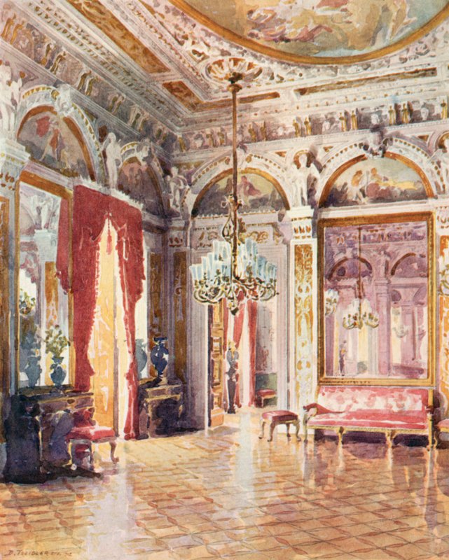 Canto do Salão de Honra do Palácio do Cattete (litografia a cores) de European School
