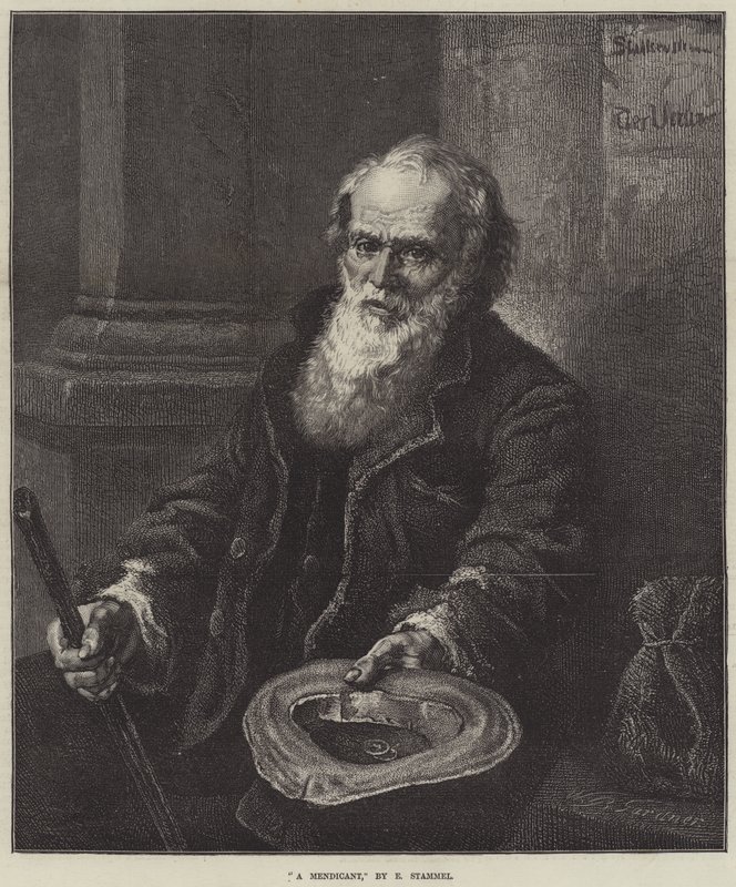 Um Mendicante (gravura) de European School
