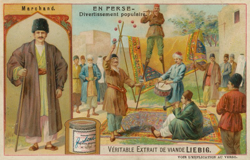 Um comerciante e artistas populares de European School