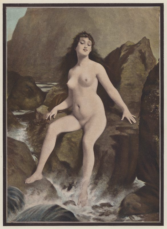 Uma sereia, uma criatura da mitologia grega (cor litho) de European School