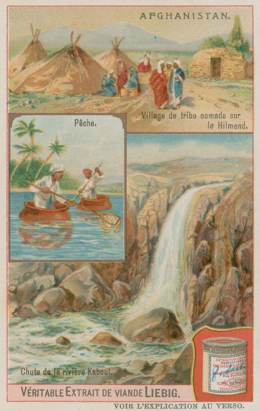 Uma Cachoeira do Rio Kabul com Pescadores e uma Vila Tribal Nomaidic em Helmand de European School