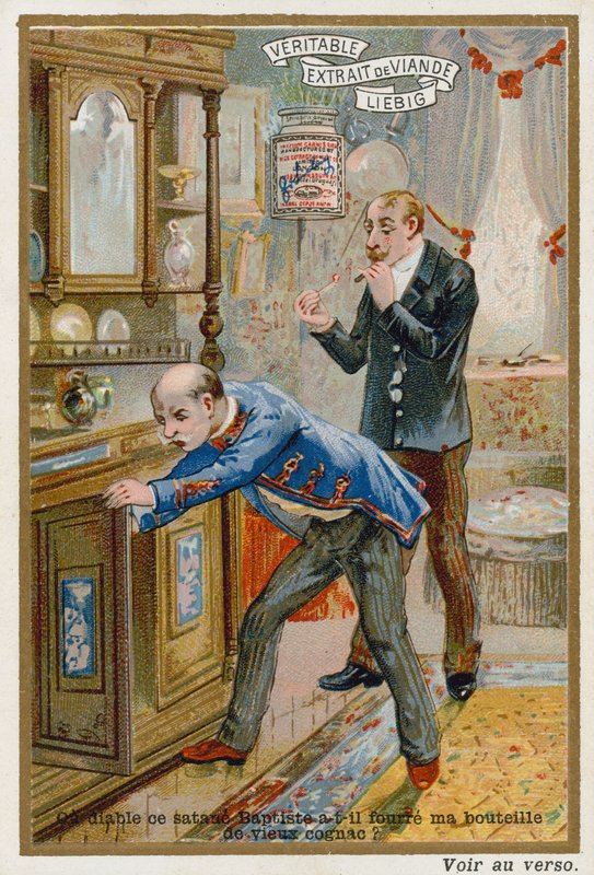 Um homem à procura de uma garrafa de conhaque vintage de European School