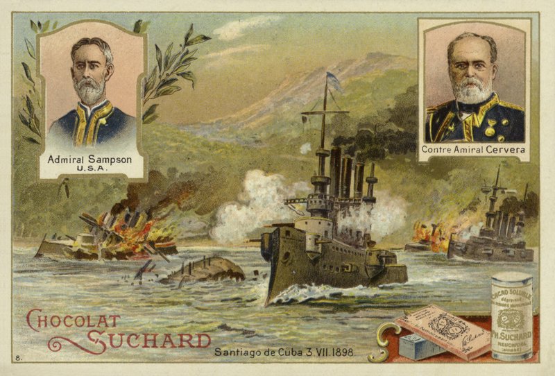 Almirantes William Sampson e Pascual Cervera, e a Batalha de Santiago de Cuba, Guerra Hispano-Americana, 3 de julho de 1898 de European School