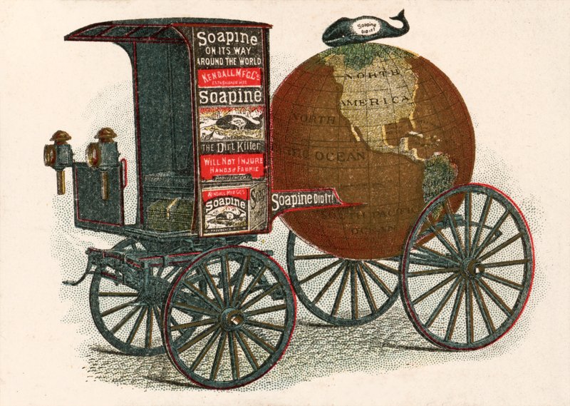 Anúncio para Soapine, "The Dirt Killer" - um produto de limpeza americano do século XIX (chromolitho) de European School