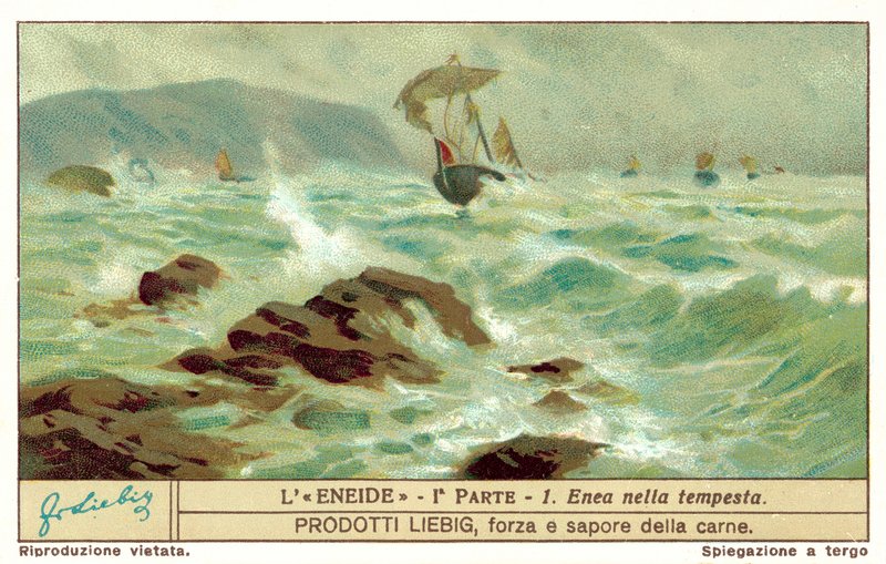 A frota de Enéas na tempestade (chromolitho) de European School
