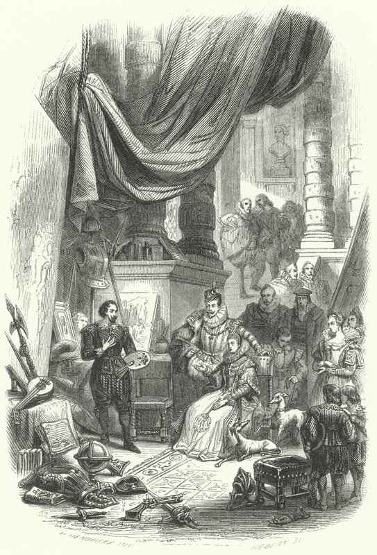 Albert e Isabella da Áustria visitando o estúdio de Peter Paul Rubens de European School