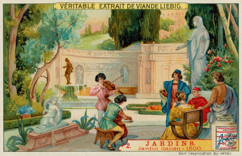 Um jardim italiano de 1500s de European School