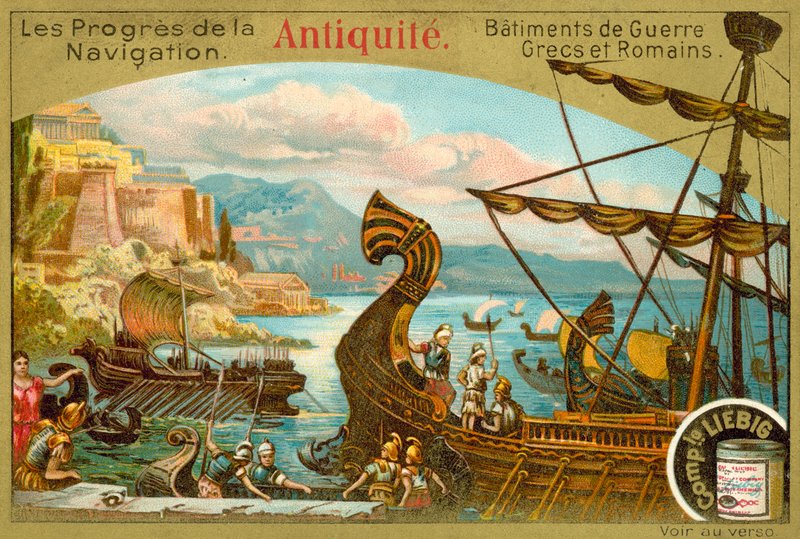 Galés da guerra grega antiga e romana (chromolitho) de European School