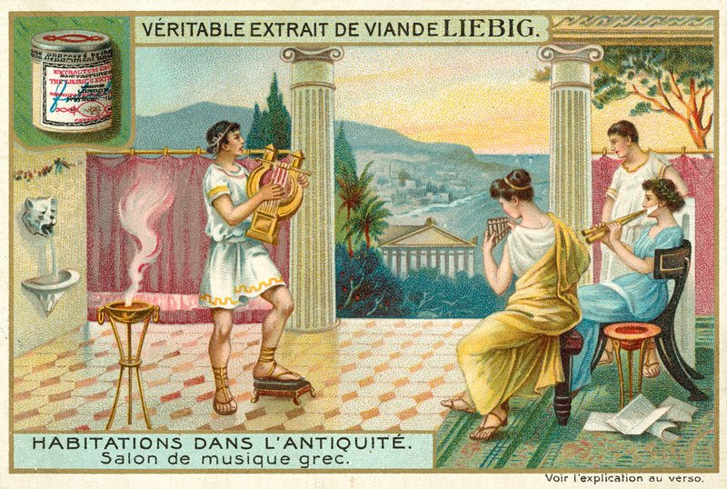 Antigo salão de música grego (chromolitho) de European School