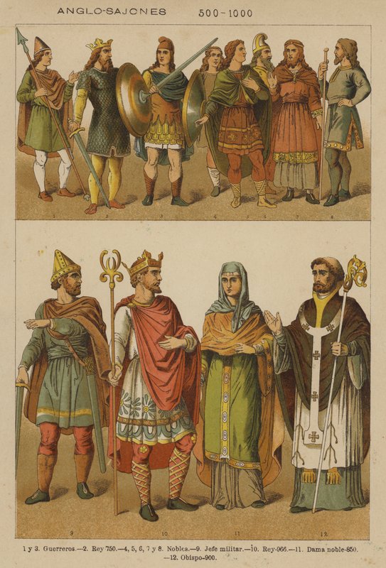 Anglo-Sajones, 500-1000 (cor litho) de European School