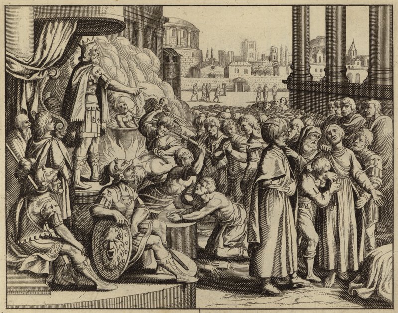 Antíoco e o martírio da mulher com sete filhos (gravura) de European School