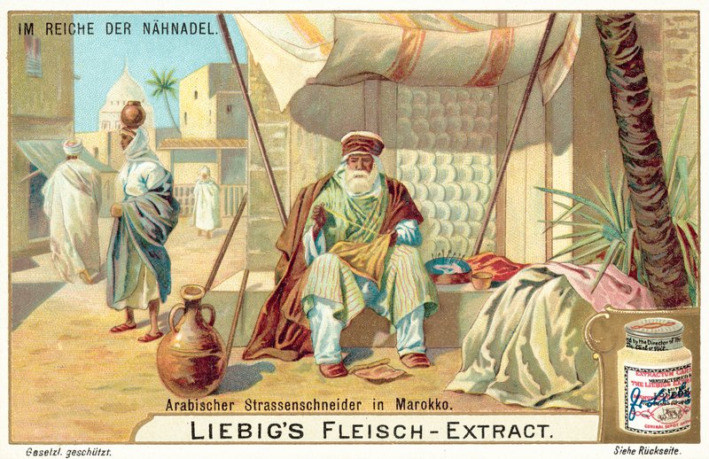 Alfaiate de rua árabe em Marrocos (chromolitho) de European School