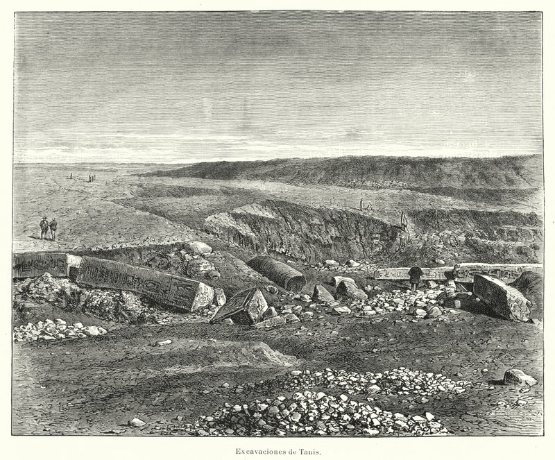 Escavações arqueológicas da antiga cidade egípcia de Tanis (Litho) de European School