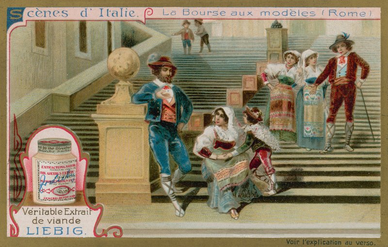 Modelos de artistas na Escadaria de Espanha em Roma de European School