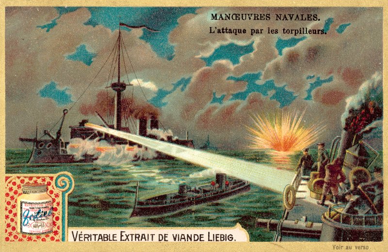 Ataque por barcos torpedo (chromolitho) de European School