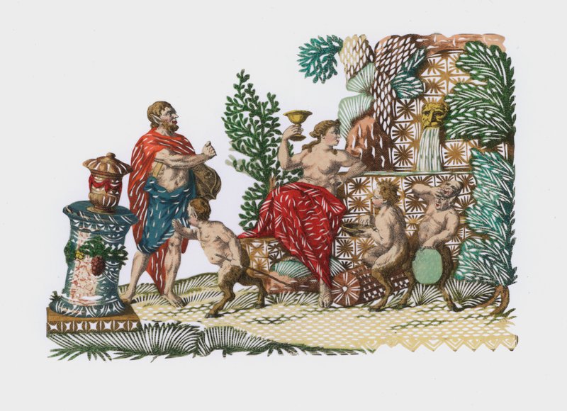 Baco e Ariadne (gravura a cores) de European School