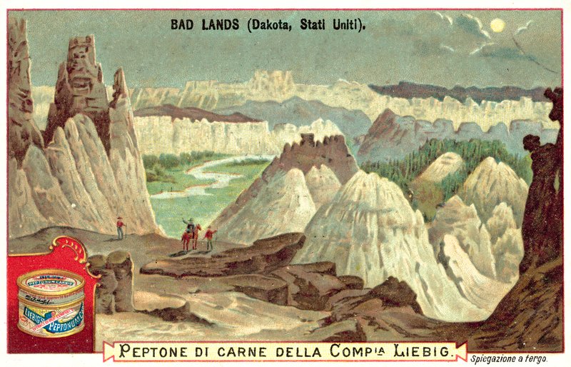 Badlands, Dakota do Sul, EUA (chromolitho) de European School