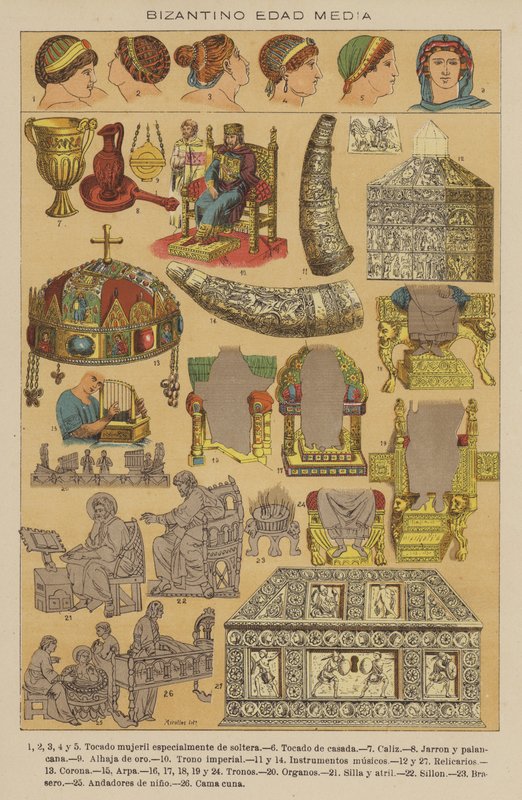Idade Média Bizantina (cor litho) de European School