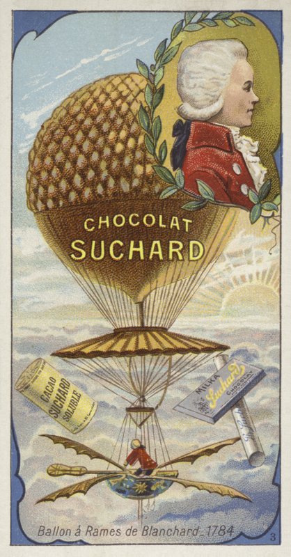 Balão Blanchards com remos, 1784 de European School