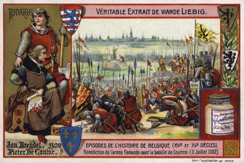 Bênção do exército flamengo antes da batalha de Courtrai, 1302 de European School