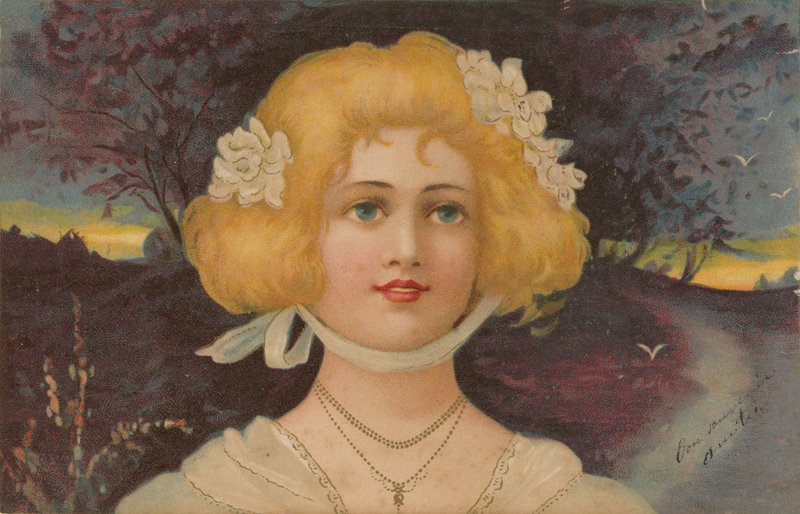 Loira com olhos azuis de European School