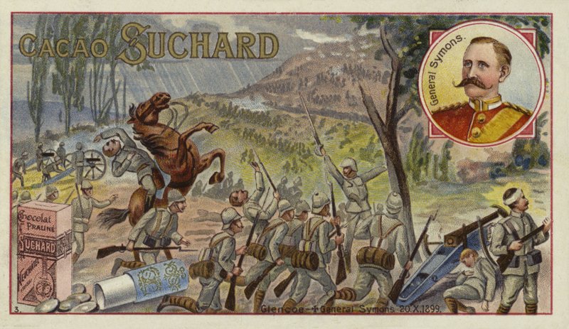 General britânico Sir William Penn Symons mortalmente ferido na Batalha de Glencoe, Boer War, 20 de outubro de 1899 de European School