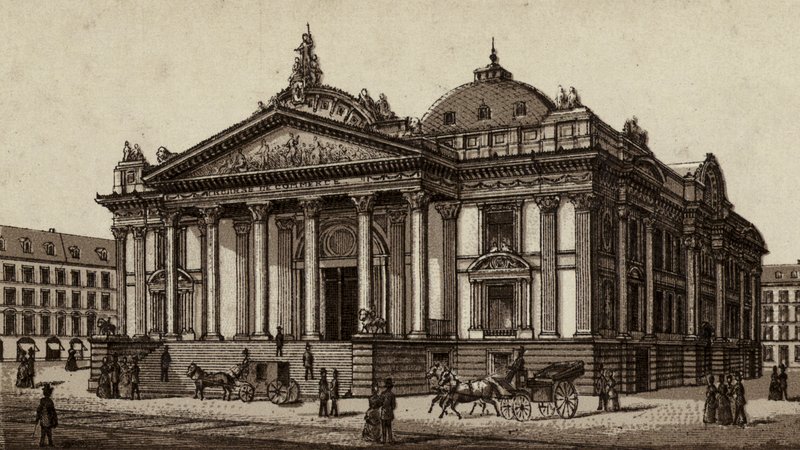 Bruxelas/Bruxelas: A bolsa de valores (litho) de European School
