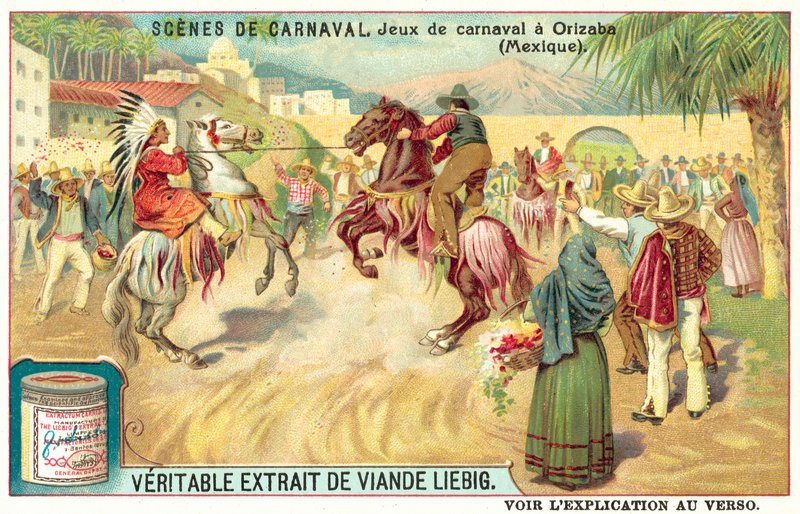 Jogos de Carnaval em Orizaba, México (chromolitho) de European School